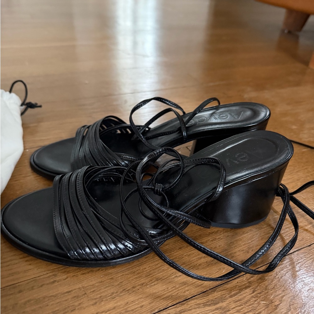 Aeyde Black Strappy Block Heel Sandals - Women's